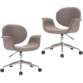 vidaXL Esszimmerstuhl Drehbar Taupe Stoff 2er Set