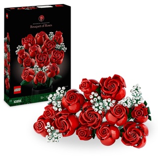 LEGO Icons Rosenstrauß, künstliche Blumen als Zimmer-Deko, Botanical Collection-Set für Erwachsene, Valentinstag- oder Jahrestag-Geschenk für P...