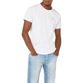 Tommy Hilfiger T-Shirt Herren Kurzarm TJM Original Slim Fit, Weiß (Classic White), S