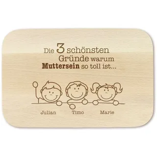 Casa Vivente Frühstücksbrettchen mit Gravur – Gute Gründe – Personalisiert mit Namen – Schneidebrett aus Ahornholz – Geschenkidee zum Muttertag und Geburtstag – Maße: 23 x 15 cm