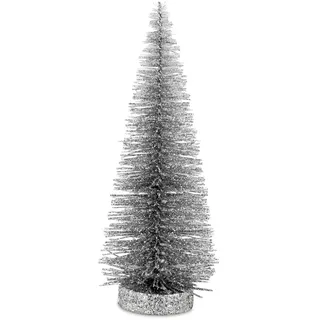 Dekobaum Glitzer 25 cm heller silberner Tannenbaum kleiner Metall Weihnachtsbaum
