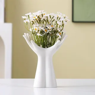Romehaha Hand Body vase Keramik für Home Decor, Keramik Blumenvase für ideale Regal, Tisch,Bücherregal,Eingangsbereich Dekor, Bücherregal Deko Vase
