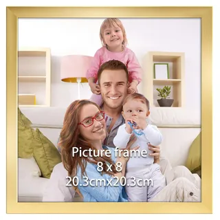 Giftgarden Gold Bilderrahmen 20x20 cm - Eleganter Kunststoff Fotorahmen für Quadratische Fotos und Bilder - Rahmen für Wohnzimmer, Schlafzimmer, Arbeitszimmer - Wand- und Tischaufsteller