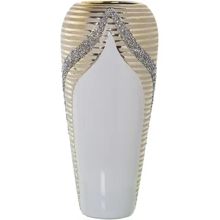 Alexandra House Living Vase, Champagnerweiß, Keramik, glänzend, 18 x 18 x 37 cm