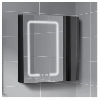 GArcan Smarter Badezimmerschrank mit Spiegel, Wandmontage, Doppeltür-Spiegelschrank, Regale mit Lichtaufbewahrung, extra großer Stauraum, Antibeschlag-Spiegel-Badezimmerschrank (Farbe: Schwarz, Grö