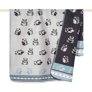 pad Babydecke Decke Panda Kinder 75x100 cm aqua grau blau