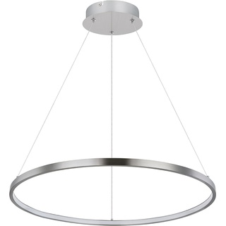 LED Hängeleuchte Esstisch Pendelleuchte Ring silber LED Esszimmerlampe hängend, 1x 29W 1500lm 3000K, DxH 60x120 cm
