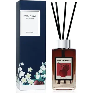 DIUFJAG Schwarze Kirsche Raumduft Duftstäbchen Mit 8 Stäbchen,120ml,Home Duft Black Cherry Reed Diffuser Lufterfrischer für Schlafzimmer Büro Badezimmer Regal Dekor
