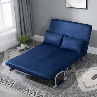 HOMCOM 2-Sitzer Sofa mit Schlaffunktion Schlafsofa mit Verstellbarer Rückenlehne