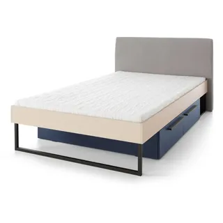 Deine Möbel 24 Jugendbett, Beige, Eiche, Dunkelblau, Holzwerkstoff, 2 Schubladen, 120x200 cm, Kinder- & Jugendzimmer, Jugendmöbel, Jugendbetten