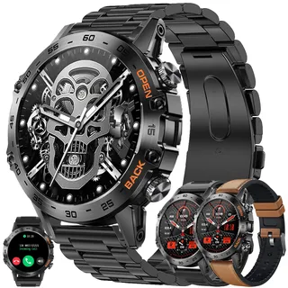 ZPIMY Smartwatch Herren mit Telefonfunktion, 1,39” AMOLED 5ATM Fitnessuhr mit Schlafmonitor, Schrittzähler Herzfrequenz SpO2, 100+ Sportmodi Uhr, Sportuhr Aktivitätstracker für Android iOS (Schwarz)