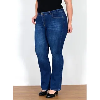 ESRA Bootcut-Jeans Bootcut Jeans Damen High Waist Schlaghose Damen Jeans Flared Hose High Waist Jeans Damen Bootcut Schlaghose Jeans weites Bein Plus Size blau 54