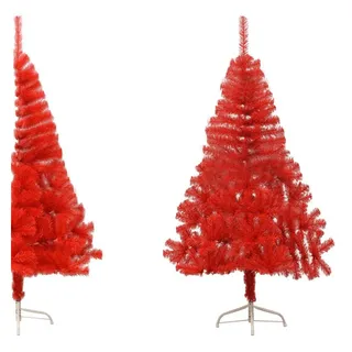 furnicato Künstlicher Weihnachtsbaum Künstlicher Halb-Weihnachtsbaum mit Ständer Rot 150 cm PVC rot