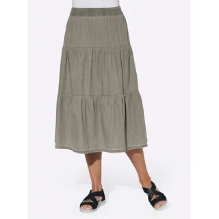 Jeansrock CLASSIC BASICS, Damen, Gr. 44, grau (grau denim), 100% Baumwolle, unifarben, wadenlang, Röcke Jeansrock
