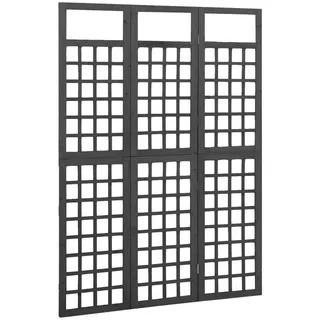 vidaXL Spalier/Paravent 3-teilig Massivholz Tanne Schwarz 121x180 cm
