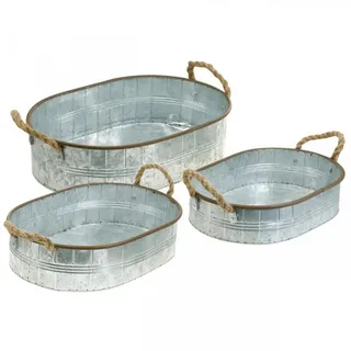 Florists Products Übertopf Pflanztopf-Set mit Henkeln, Kräuterschale, Deko-Schale, Metall silberfarben