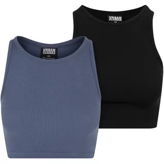 URBAN CLASSICS Cropped Rib Top Schwarz XL