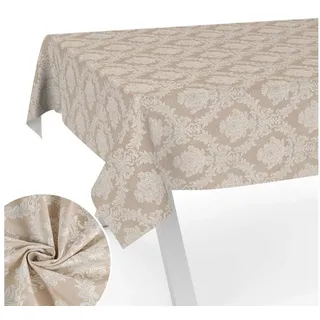ANRO Tischdecke aus Stoff UNI Farben wasserabweisend Tischtuch Tischwäsche (Einzelstück 1-tlg), mit Acryl Beschichtung beige|grau eckig | 130 cm x 90 cm x 0.31 mm