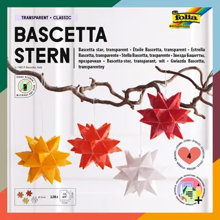Folia Bascetta-Stern Faltblätter transparent 7,5 x 7,5 cm 128 Blatt