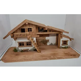 Holzdeko-Ma Weihnachtskrippe- Krippe Krippenstall Weihnachten-Weihnachtskrippe mit Figuren (K1F)