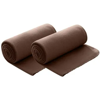 Wohndecke Polar-Fleece, wometo, OEKO-TEX®, 2 Fleecedecken mit Kettel-Rand & Anti-Pilling braun