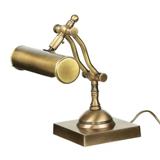 Licht-Erlebnisse Massive Messing Tischleuchte Bankerlampe bronziert antik matt Premium E14 H26cm verstellbar für Arbeitszimmer Wohnzimmer Klavier Leuchte Tischlampe