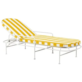 Sonnenliege Arts Weiß/Gelb gestreift - elegante Outdoor-Gartenliege aus Metall & Olefin