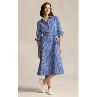 Polo Ralph Lauren für Damen. 211891430001 Blaues Hemdkleid (32), Lässig, Baumwolle, Langarm