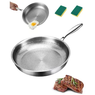 Generisch Nakoz Titan Bratpfanne, Nakoz Titan Bratpfanne Gen 5, Bratpfanne Mit Deckel, Titans Pfanne Unbeschichtet Kratzfeste Antihaftpfanne Gehämmerte Für Alle Herdarten Geeignet (A 28CM)