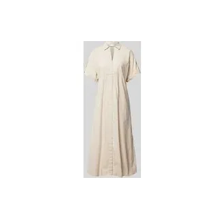 Midikleid aus Leinen-Baumwoll-Mix, Sand, 38