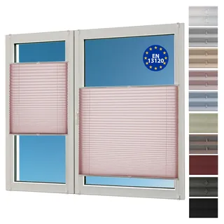 Sunlusso Klemmfix Plissee ohne Bohren Blickdicht (Rose Crash, 50 x 140 cm) - lichtdurchlässig, ohne Verdunkelung - Fensterrollos, Klemmrollos, Rollos für Fenster ohne Bohren
