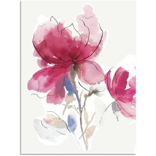 Wandbild ARTLAND "Rosige Blüte I." Bilder Gr. B/H: 90 cm x 130 cm, Alu-Dibond-Druck Blumenbilder Hochformat, 1 St., pink Kunstdrucke