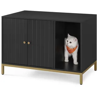 Songmics Katzenklo-Schrank, mit Kratzmatte, und Beinen goldfarben
