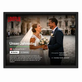 Zoodor Personalisiertes Poster A4 – Geschenk mit Foto, Namen, Datum & Wunschtext für Jahrestag, Hochzeit, oder Valentinstag (Film-Poster)