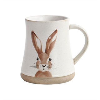 Keramikbecher Tintenbemalte Kaninchen-Tasse, grobe Keramik, antike Tasse, 400 ml, große Kapazität, Kaffeetasse, Büro, Keramik-Trinkbecher Smart Mug