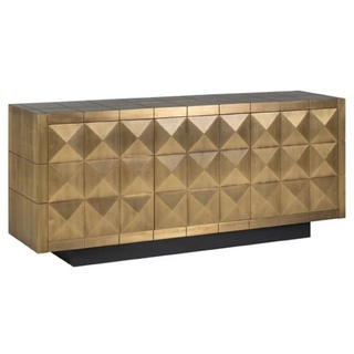 Casa Padrino Luxus Sideboard Gold / Schwarz 180 x 45 x H. 77 cm - Massivholz Schrank mit 3 Türen - Wohnzimmer Möbel - Esszimmer Möbel - Luxus Möbel - Luxus Einrichtung