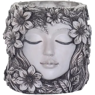 Kuntesetty Blumentopf Gesicht Übertopf Pflanzenkübel Blume Vase Gartenfigur Aus Harz für Innen Außen für Schreibtisch Regal Büro