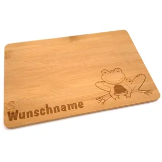 Samunshi® Holzbrett mit Gravur Frosch aus Bambus Brett Frühstücksbrettchen Kinder als Holz Schneidebretter Holzbrett Küche Vesperbrett mit Motiv