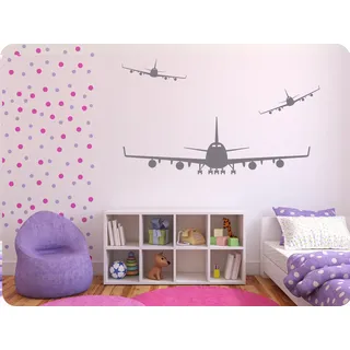 Wandtattoo Aufkleber Wandtatoo Flugzeug Flieger Jumbo Kinderzimmer 3er Set 558