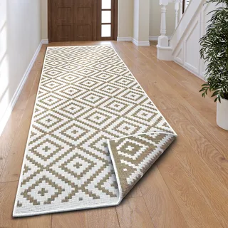 OTTO home Läufer OTTO HOME "Ronda Wendeteppich" Gr. 12, linen, creme, B:80cm H:5mm L:250cm, Kunstfaser, Teppiche, Läufer, Sisal-Optik, Flachgewebe, In- und Outdoor, geometrisches Boho Design