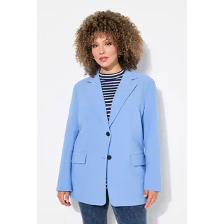 Ulla Popken Blusenblazer Blazer oversized Reverskragen Knopfverschluss blau 54/56