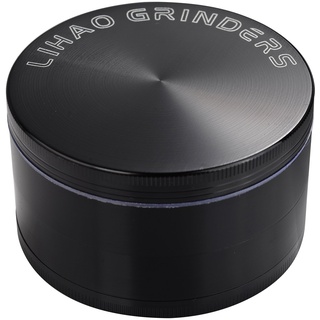 LIHAO Pollen Grinder 3" Groß 75mm Crusher für Spice,Kräuter,Gewürze,Kaffee,Herb 4-teiliges Set mit Schaber (Schwarz)