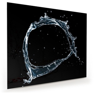 Primedeco Glasbild Wandbild Runder Wasser Splash mit Aufhängung, Wasser schwarz