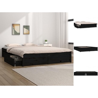 vidaXL Bettgestell Bett mit Schubladen Schwarz 160x200 cm Doppelbett Bett Bettrahmen Bett schwarz