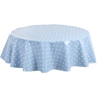 Home Direct Wachstuch Tischdecke Wachstuchtischdecke Abwaschbar Rund 140cm x 55 cm Kleine Tupfen Blau Grau