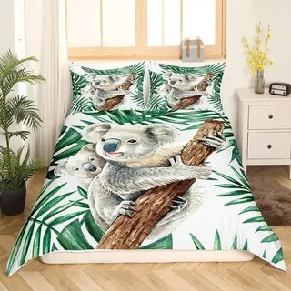 Bettwäsche Set Koala Palme 155x220 cm Mikrofaser 2-teilig