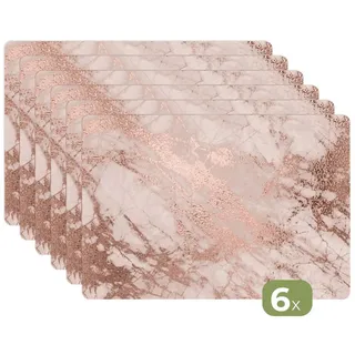 MuchoWow Platzset Marmor - Rosa - Luxus - Marmoroptik - Glitzer - Design, (6-St), Platzsets, Tischset, Abwaschbar, Tischsets, Platzdeckchen bunt