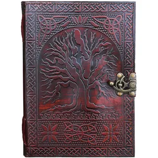 Jaald A5 Notizblock Notizen Notizbuch Seiten Handgemacht Album Tagebuch Leder mit Lederbezug Geschenke Antik Keltische Baum des Lebens Schliesse