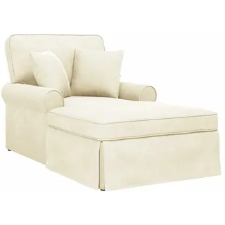 vidaXL Chaise Lounge mit Rock mit Kissen 3 pcs Creme Cordstoff