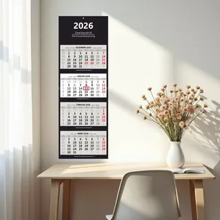 XXL 4-Monatskalender 2026 schwarz großer Wandkalender Bürokalender 4 Monate